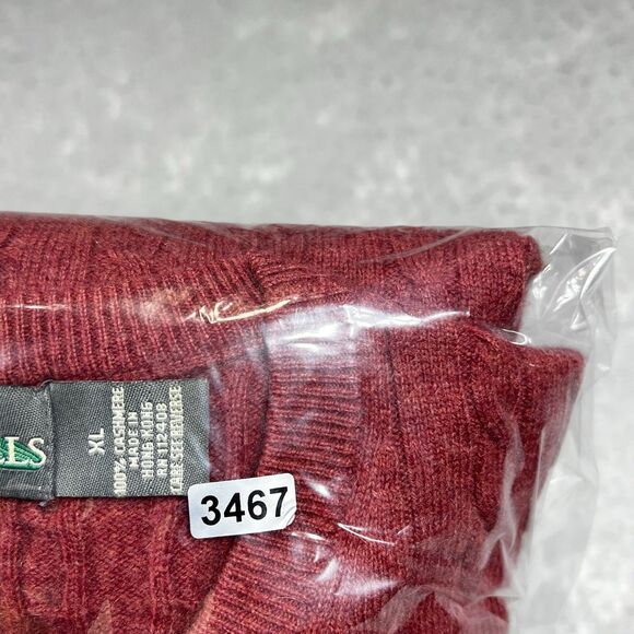 Eildon Hills Sweater Mens XL Salmon 100% Cashmere Soft Preppy Business Crew Neck - Picture 9 of 9